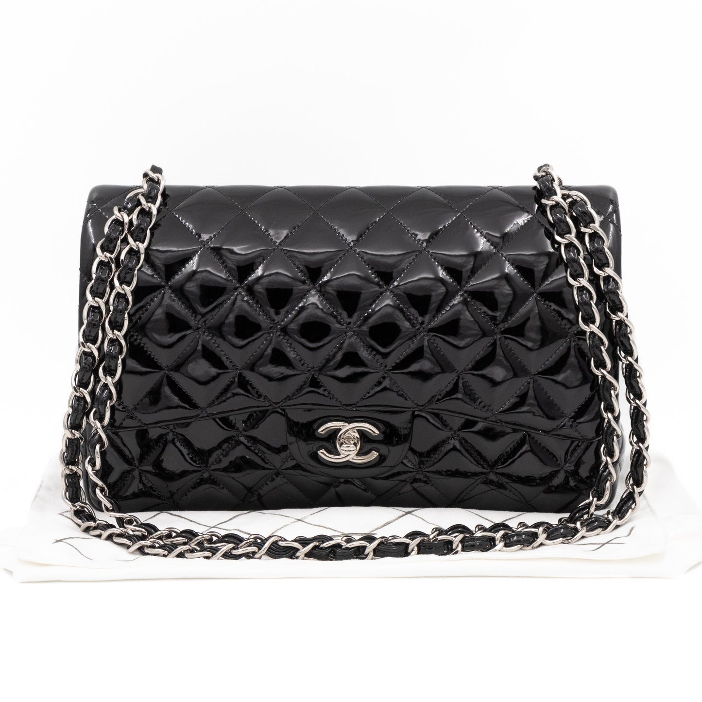 Classic Double Flap Jumbo Black Patent Leather