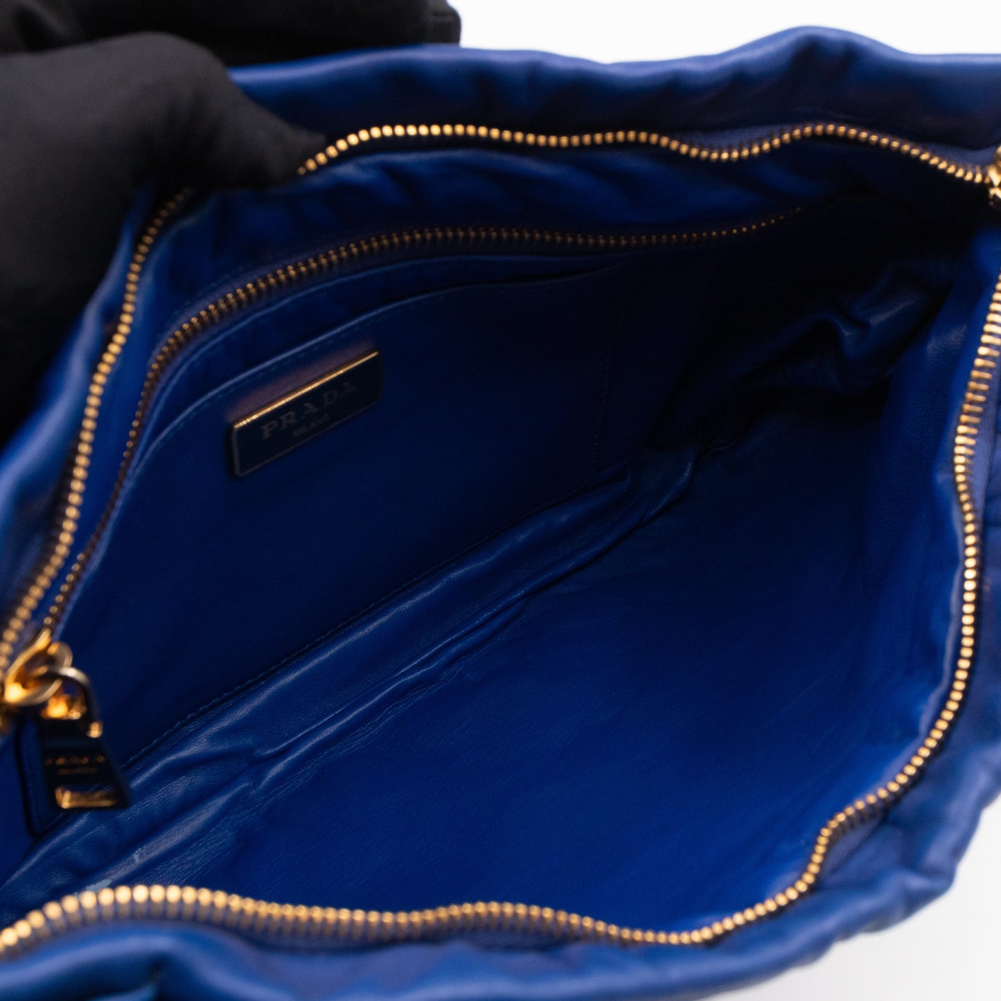 Ribbon Clutch Blue Leather