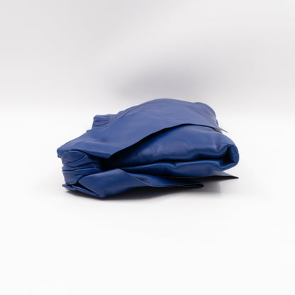Ribbon Clutch Blue Leather