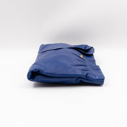 Ribbon Clutch Blue Leather