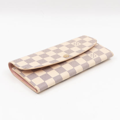 Louis-vuitton Emilie Wallet Damier Azur Rose Ballerine