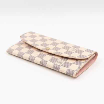 Louis-vuitton Emilie Wallet Damier Azur Rose Ballerine