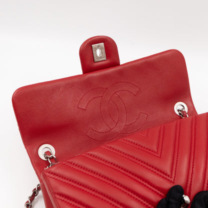 Like A Chevron Classic Single Flap Bag Red Leather