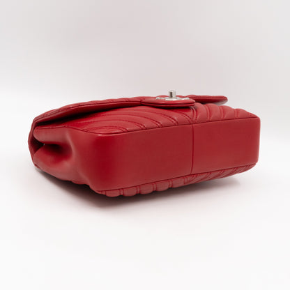 Like A Chevron Classic Single Flap Bag Red Leather