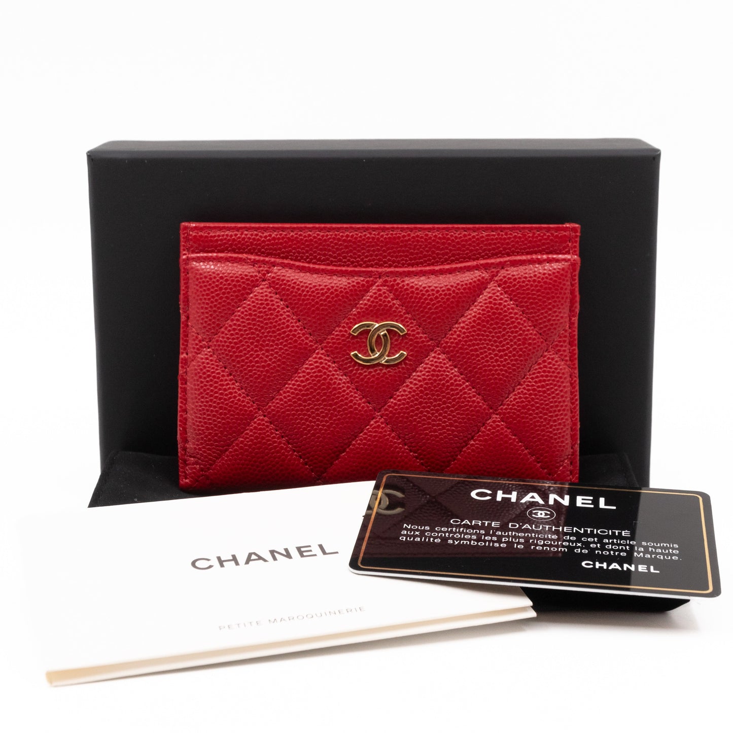 Classic  Holder Red Caviar Leather