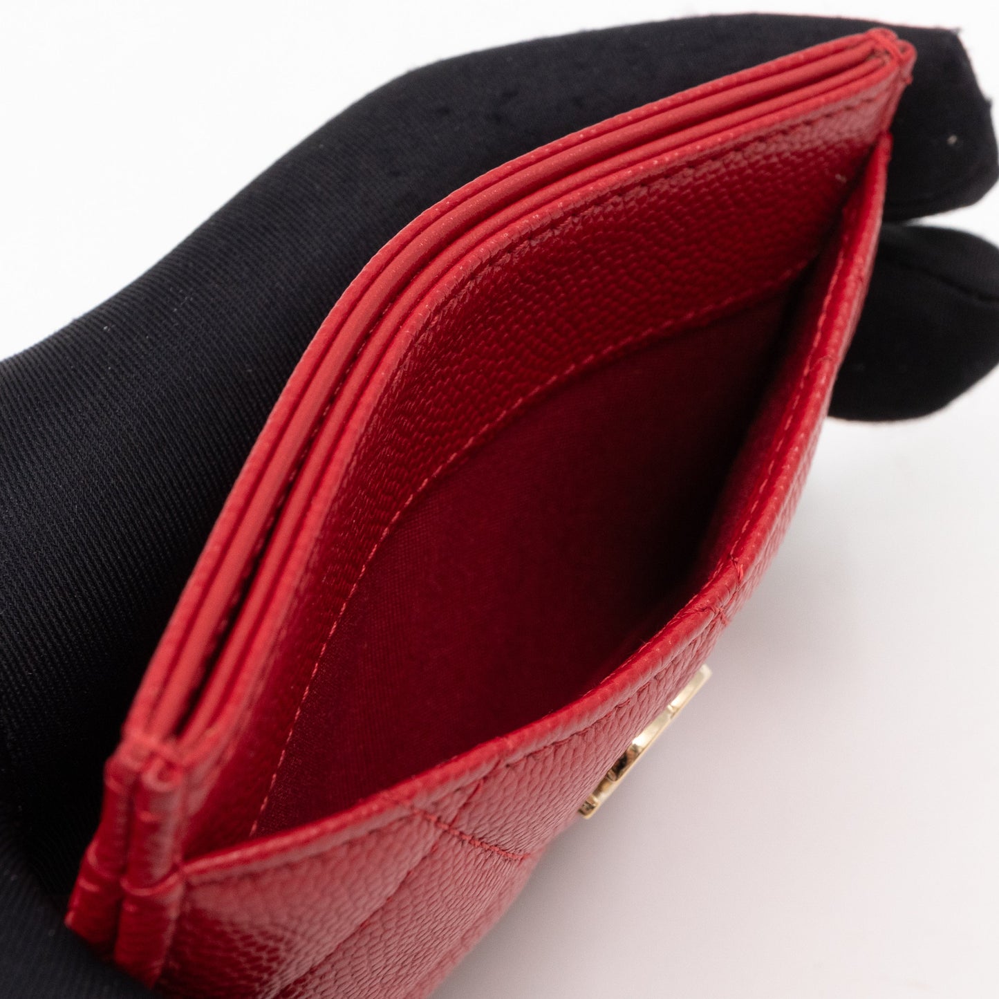 Classic  Holder Red Caviar Leather