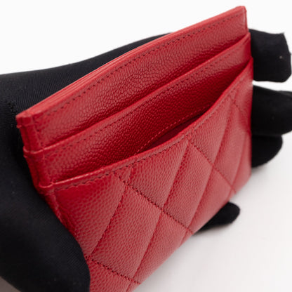Classic  Holder Red Caviar Leather