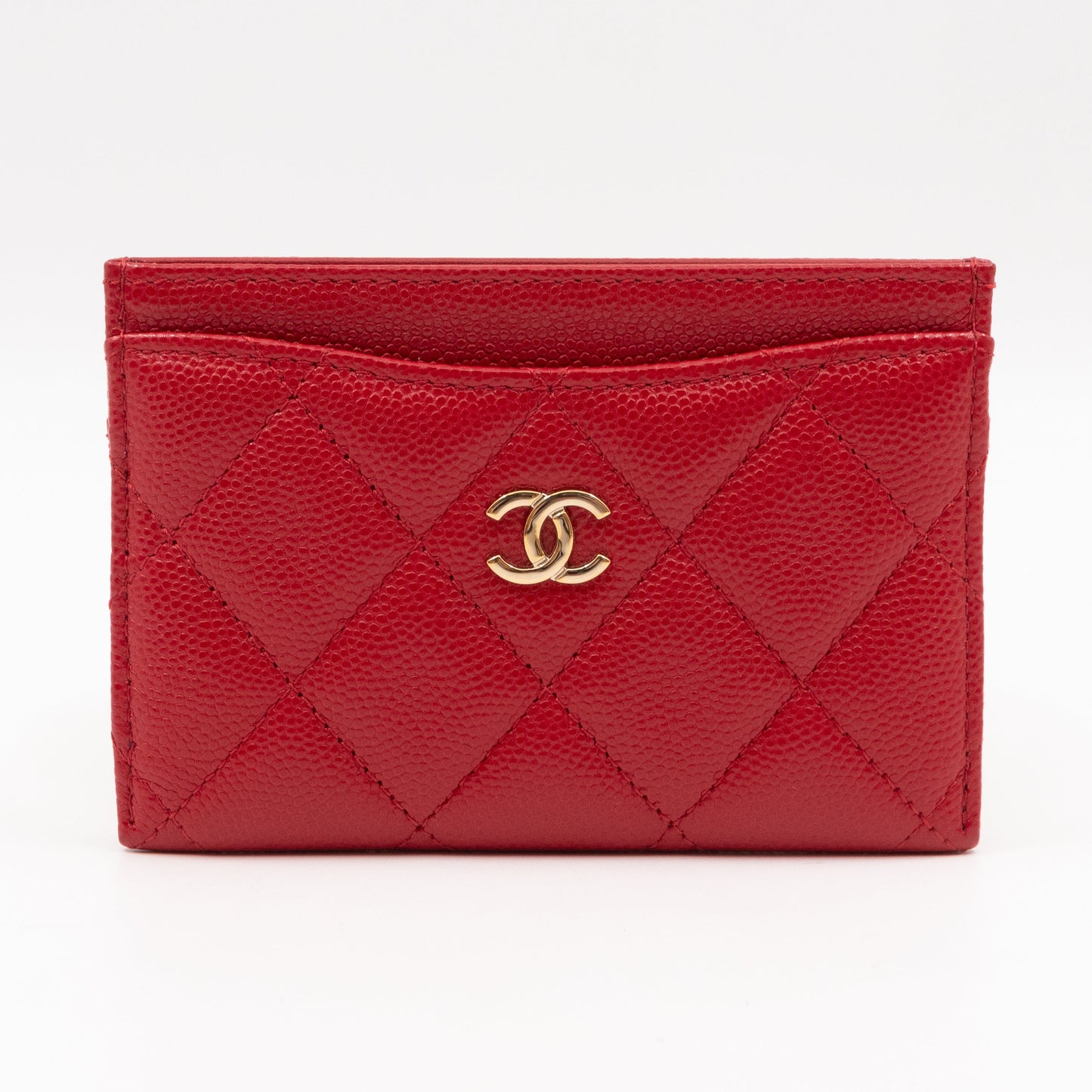 Classic  Holder Red Caviar Leather