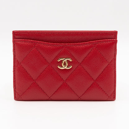Classic Card Holder Red Caviar Leather