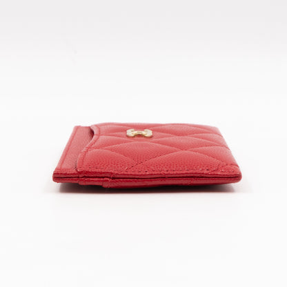 Classic Card Holder Red Caviar Leather
