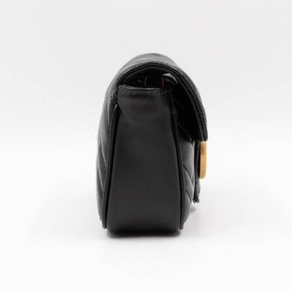 GG Marmont Flap Matelassé Super Mini Black Leather