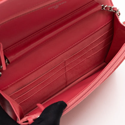 Classic Wallet on Chain Coral Patent Leather