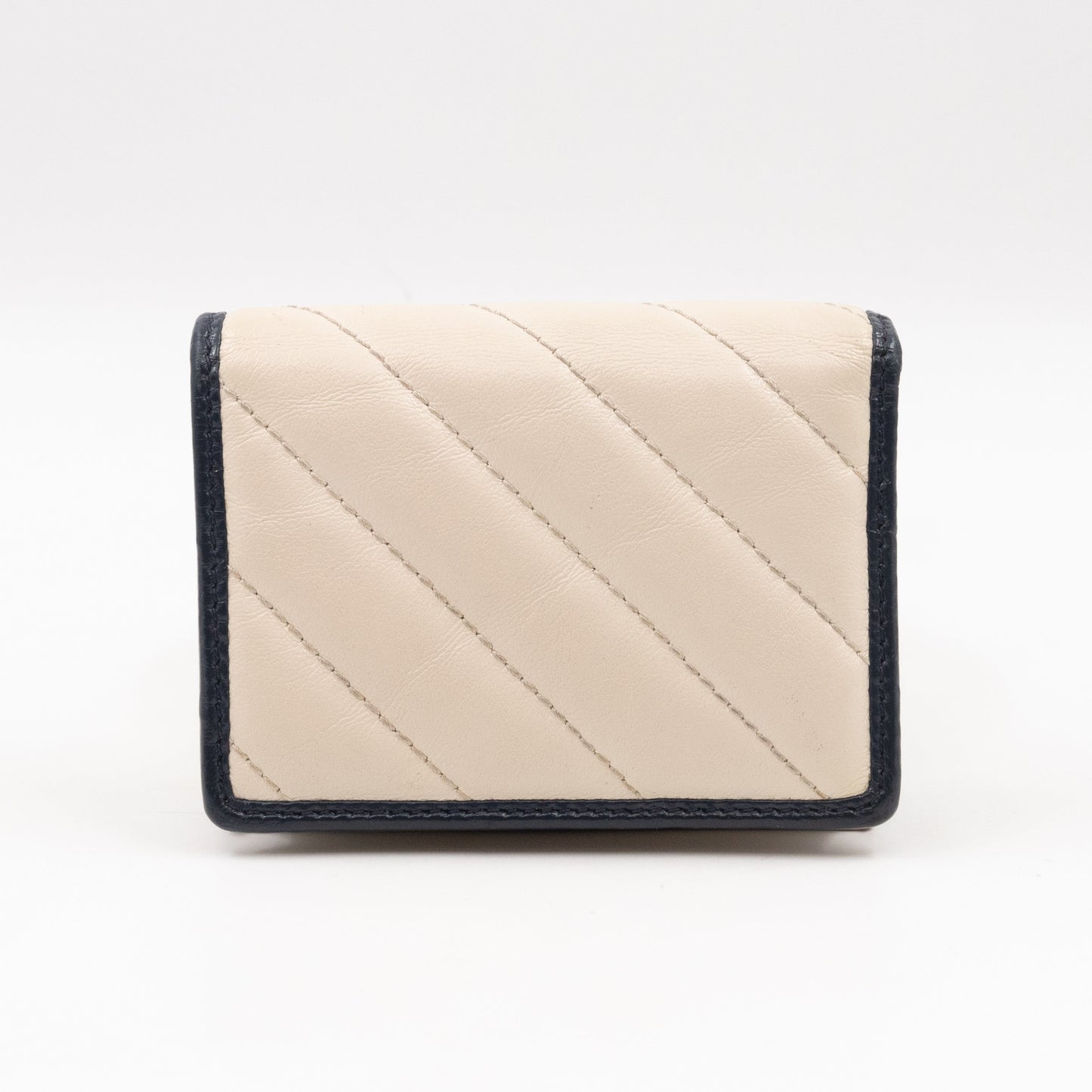 GG Marmont Card Case Wallet White & Dark Blue Leather