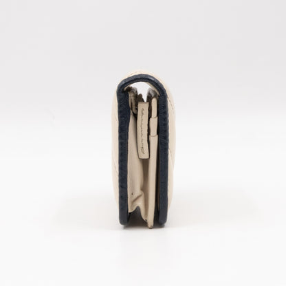 GG Marmont Card Case Wallet White & Dark Blue Leather