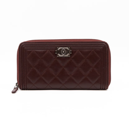 Boy Long Zipped Wallet Burgundy