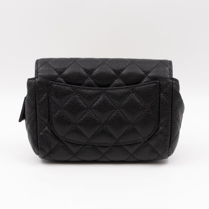 Small Flap Cosmetic Case Quilted Caviar Black