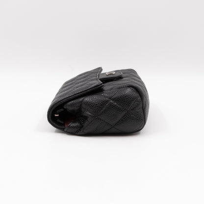 Small Flap Cosmetic Case Quilted Caviar Black