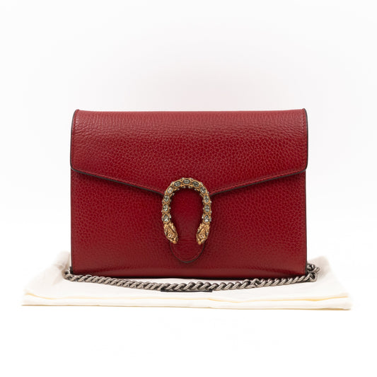 Dionysus Mini Chain Wallet Red Leather