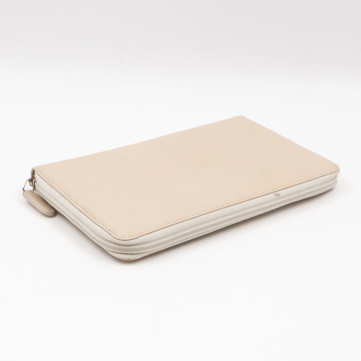 Classic Zip Around Organizer Wallet Ivory White Leather