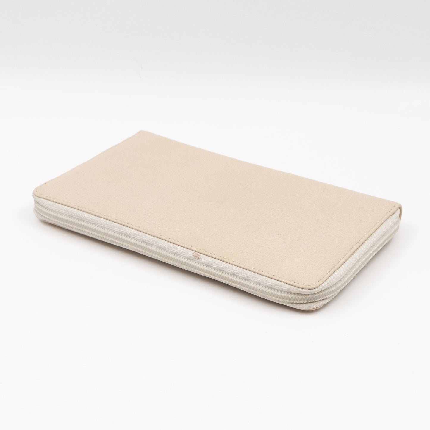 Classic Zip Around Organizer Wallet Ivory White Leather