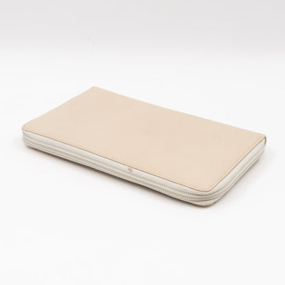 Classic Zip Around Organizer Wallet Ivory White Leather