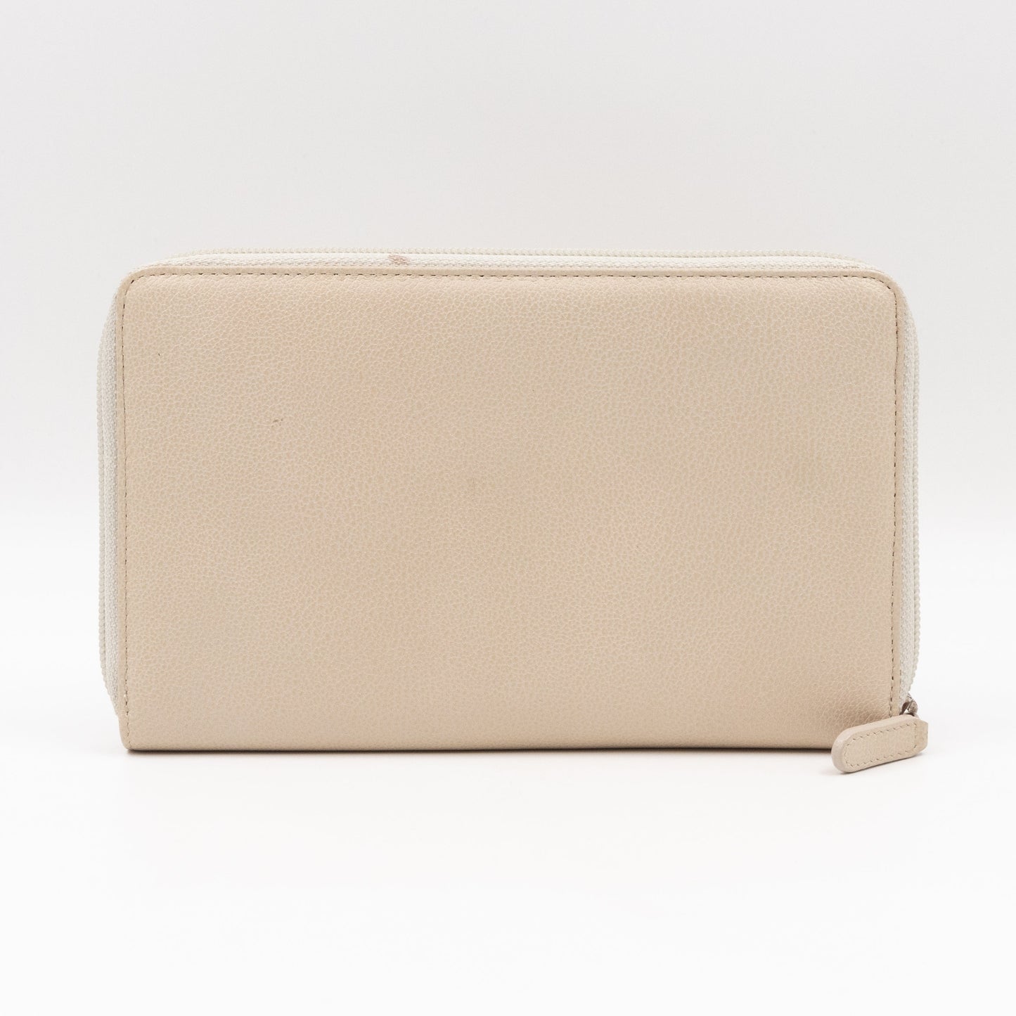 Classic Zip Around Organizer Wallet Ivory White Leather