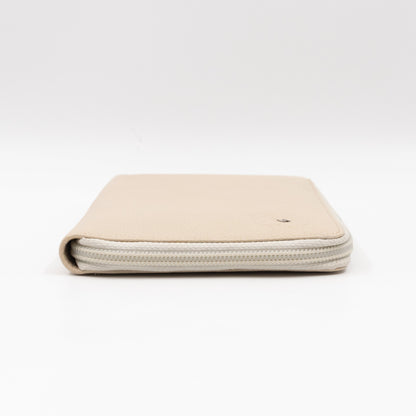 Classic Zip Around Organizer Wallet Ivory White Leather