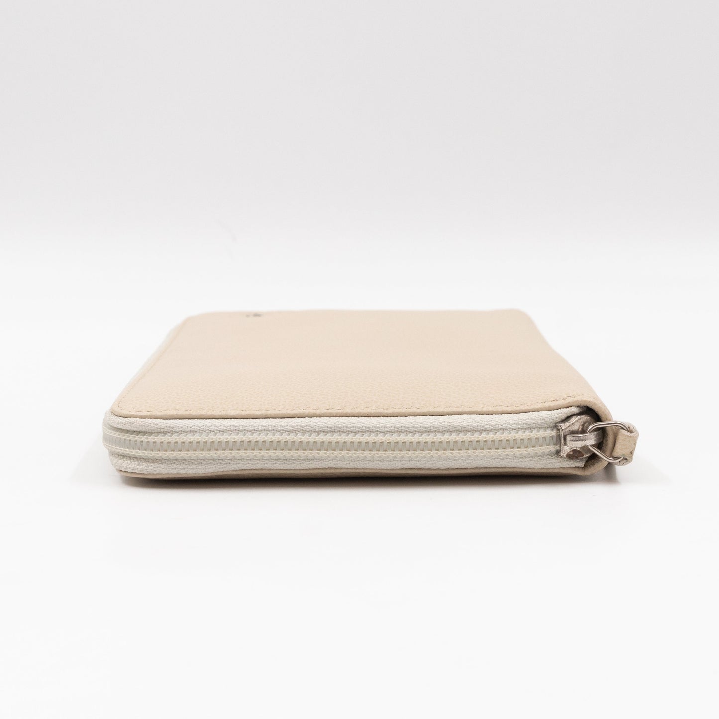 Classic Zip Around Organizer Wallet Ivory White Leather