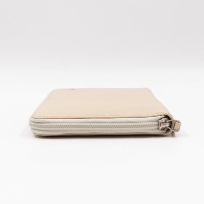 Classic Zip Around Organizer Wallet Ivory White Leather