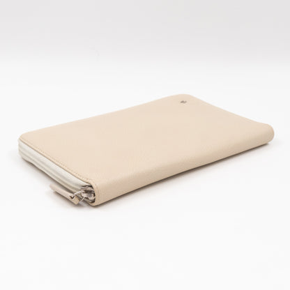 Classic Zip Around Organizer Wallet Ivory White Leather