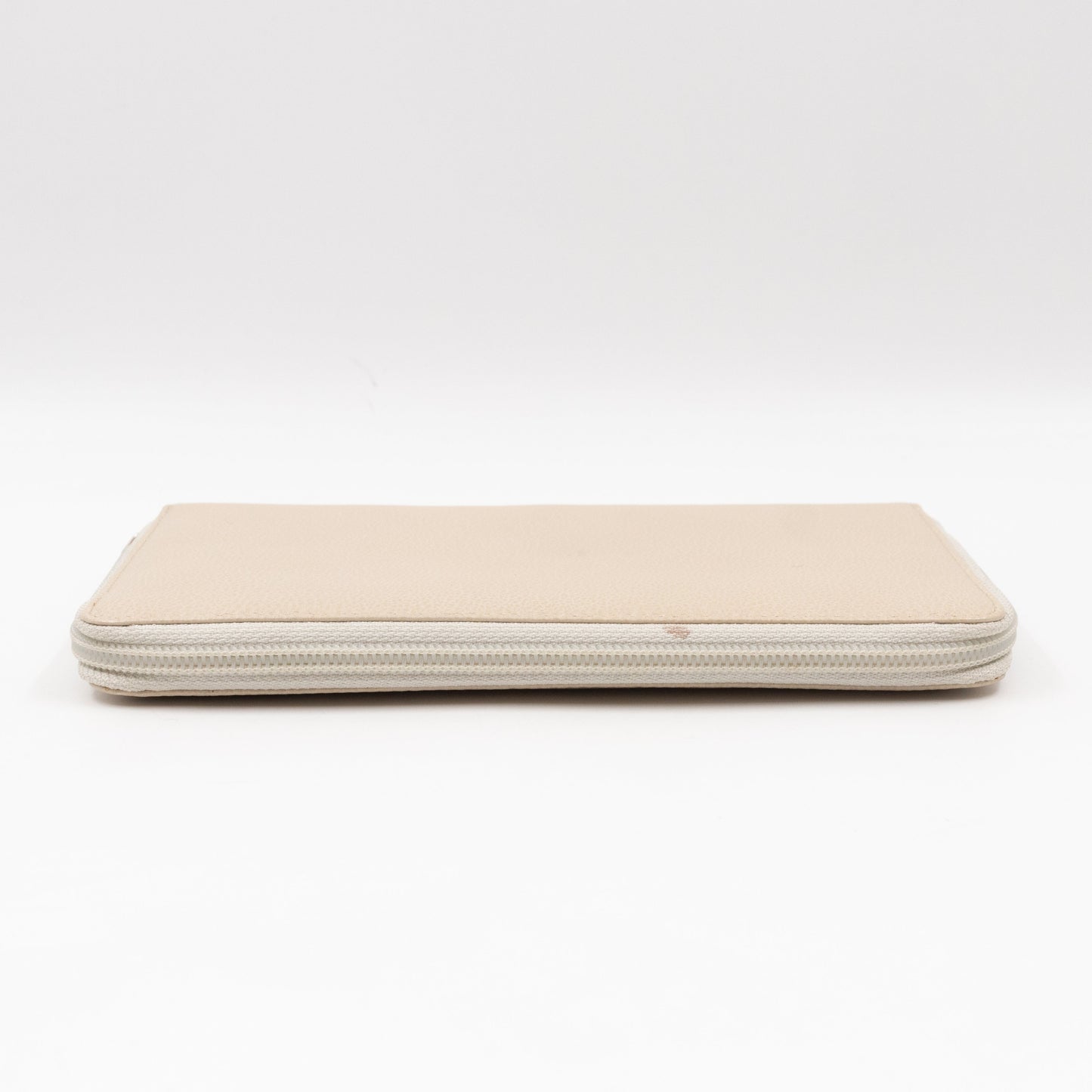 Classic Zip Around Organizer Wallet Ivory White Leather