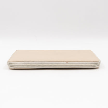 Classic Zip Around Organizer Wallet Ivory White Leather