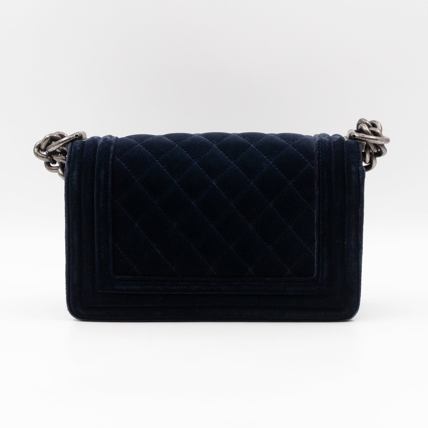 Boy Bag Small Blue Velvet