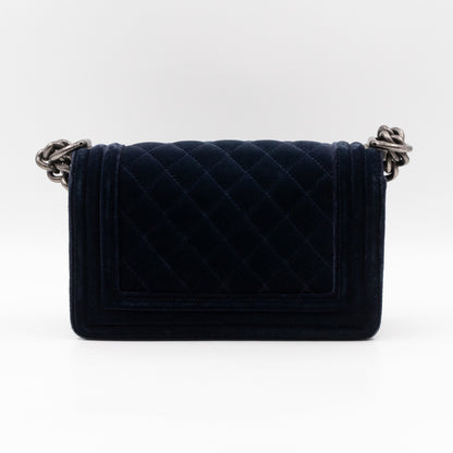 Boy Bag Small Blue Velvet