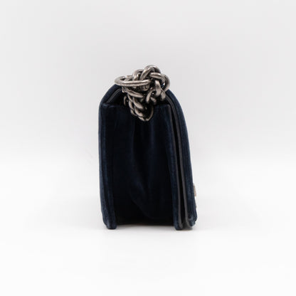 Boy Bag Small Blue Velvet