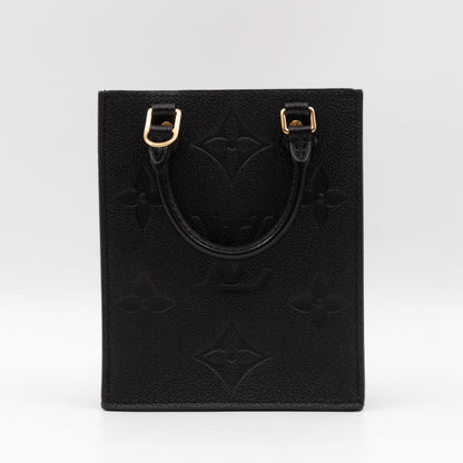 Louis-vuitton Petit Sac Plat Black Monogram Empreinte Leather
