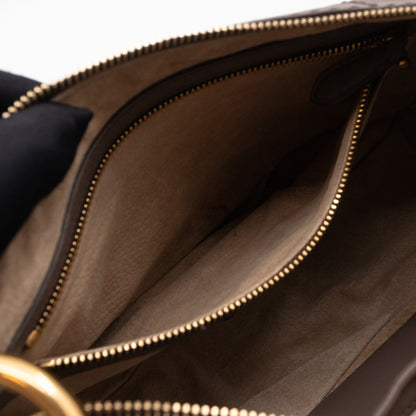 Shoulder Bag Grey Soft Calfskin Leather