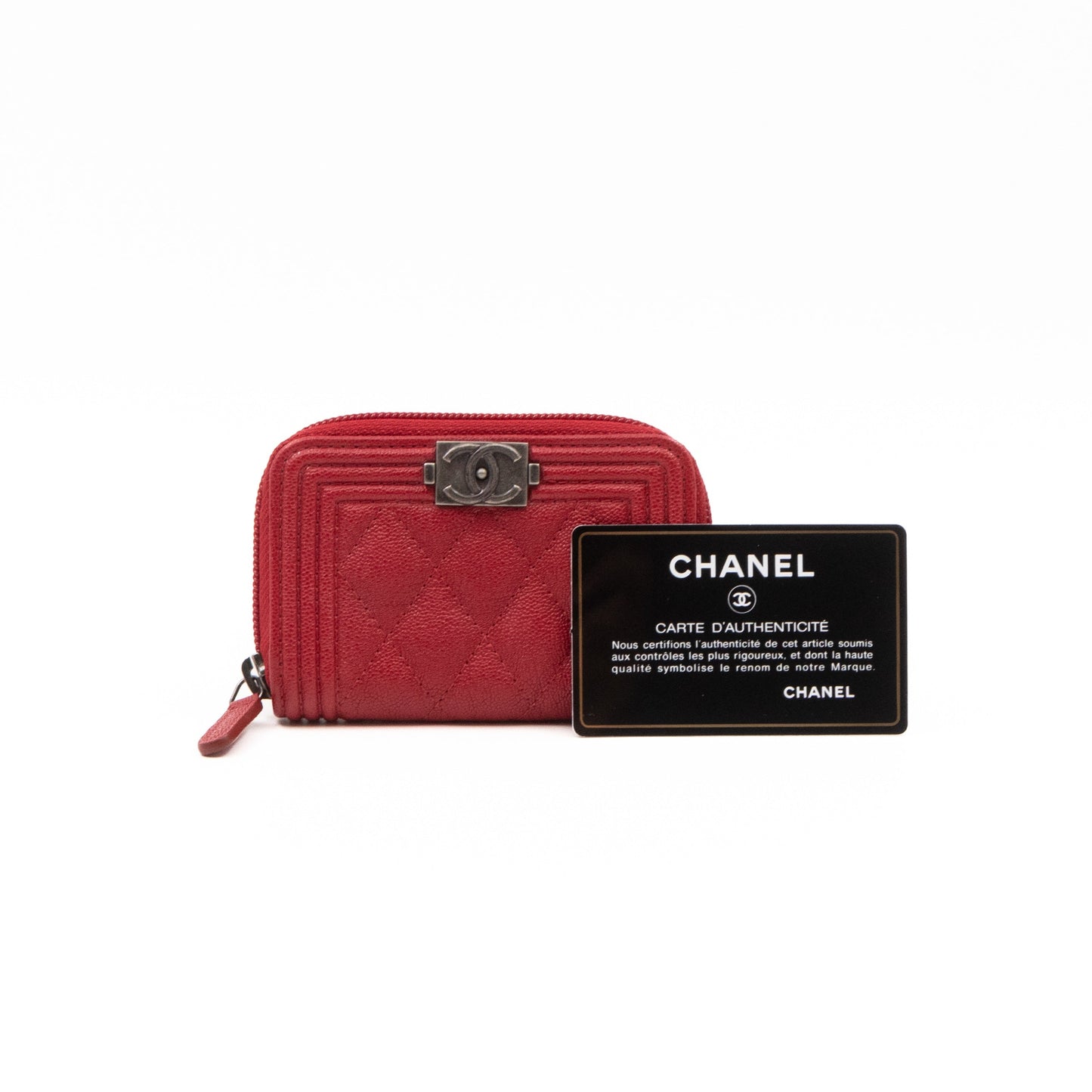 Boy Zip Around  Holder Red Leather