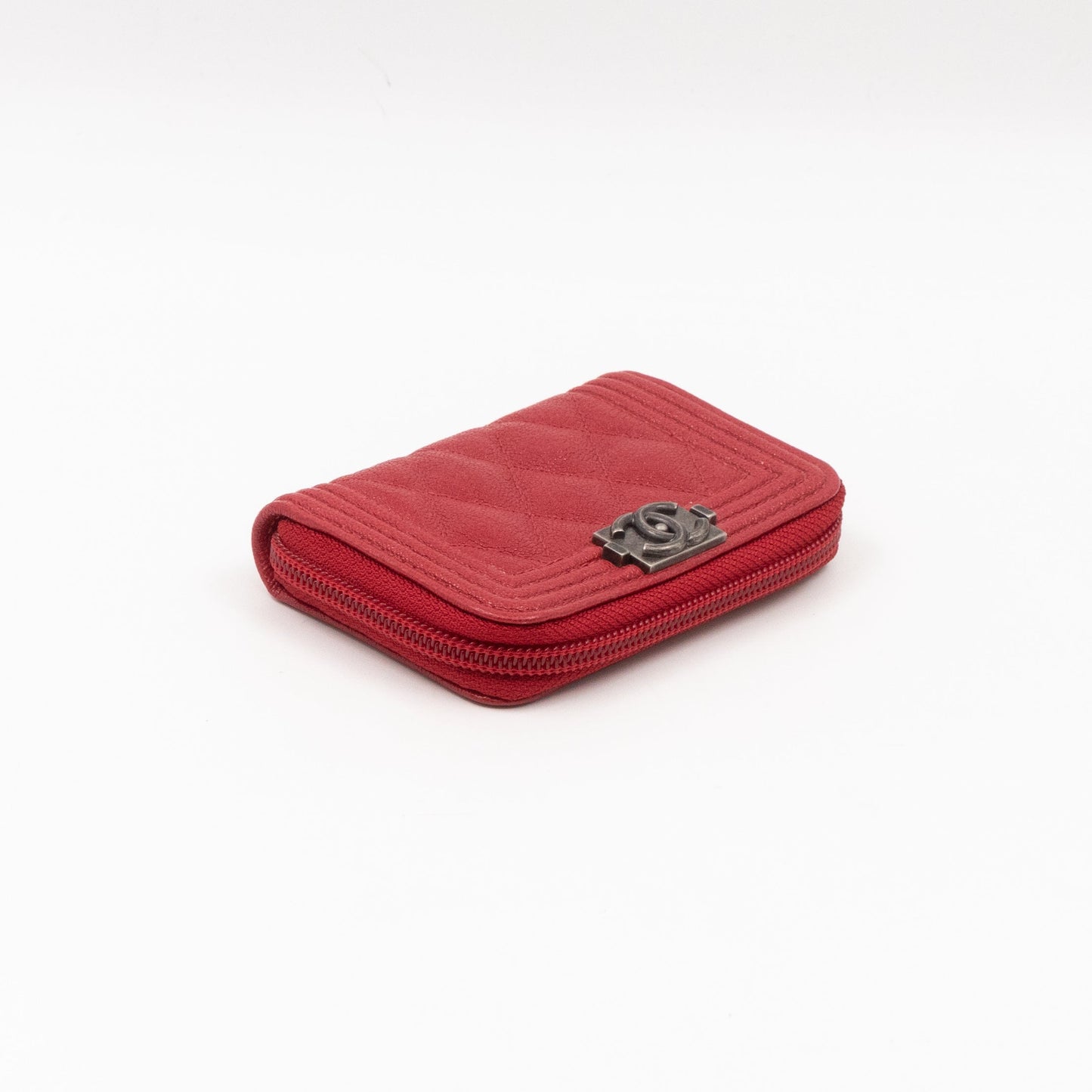Boy Zip Around  Holder Red Leather