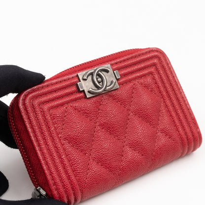 Boy Zip Around  Holder Red Leather