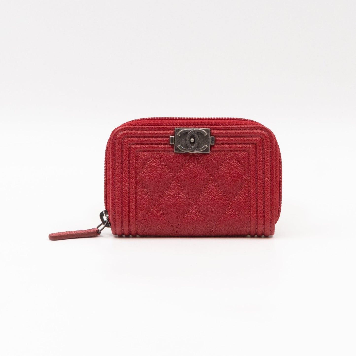 Boy Zip Around Card Holder Red Leather