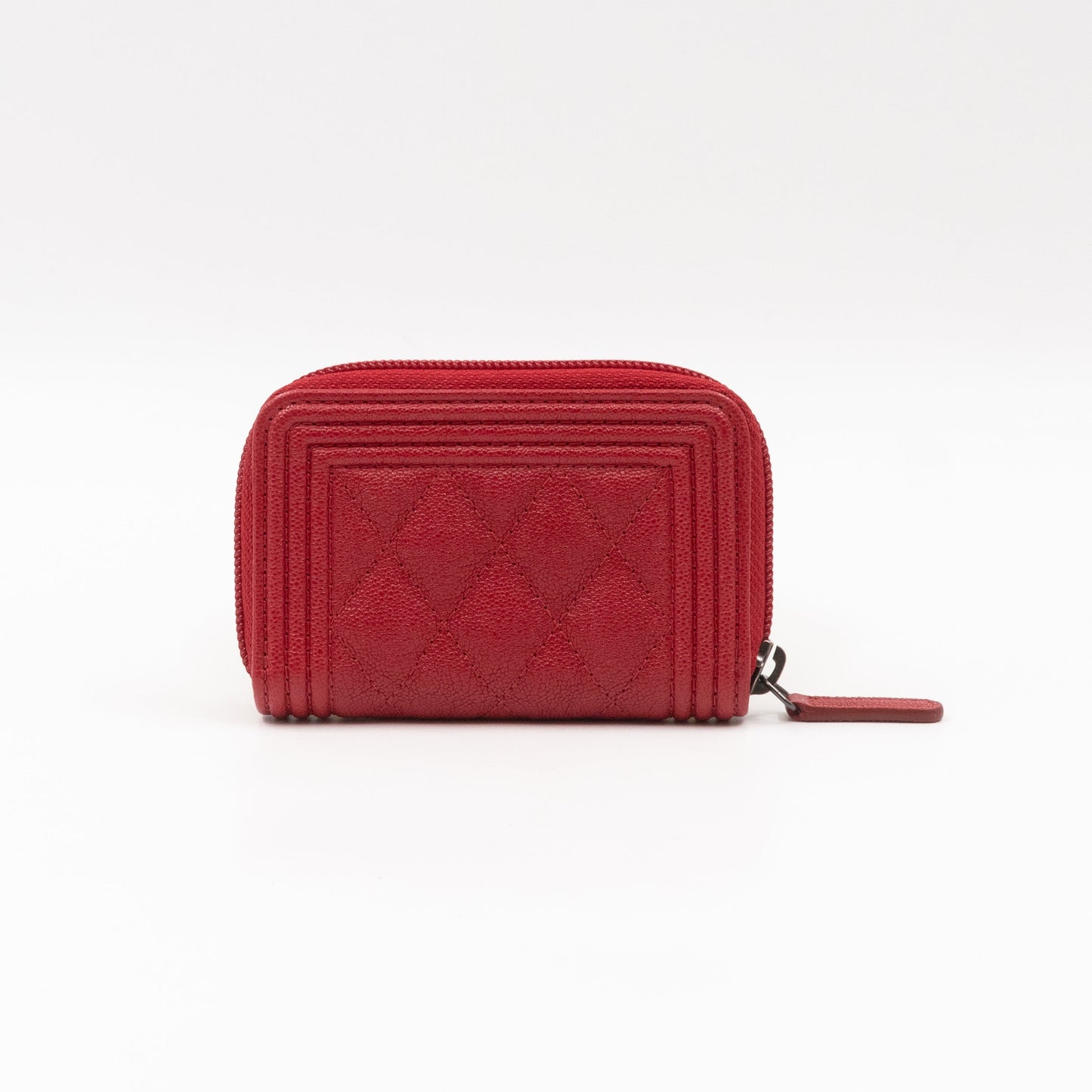 Boy Zip Around  Holder Red Leather