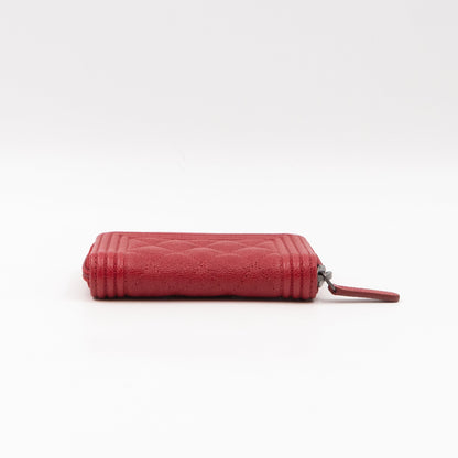 Boy Zip Around  Holder Red Leather