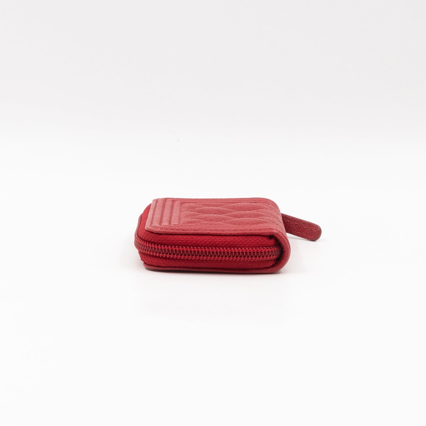 Boy Zip Around  Holder Red Leather