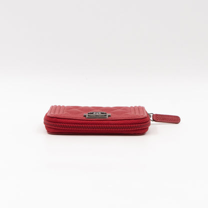 Boy Zip Around  Holder Red Leather