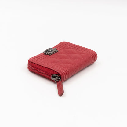 Boy Zip Around  Holder Red Leather