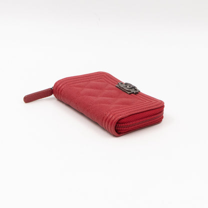 Boy Zip Around  Holder Red Leather