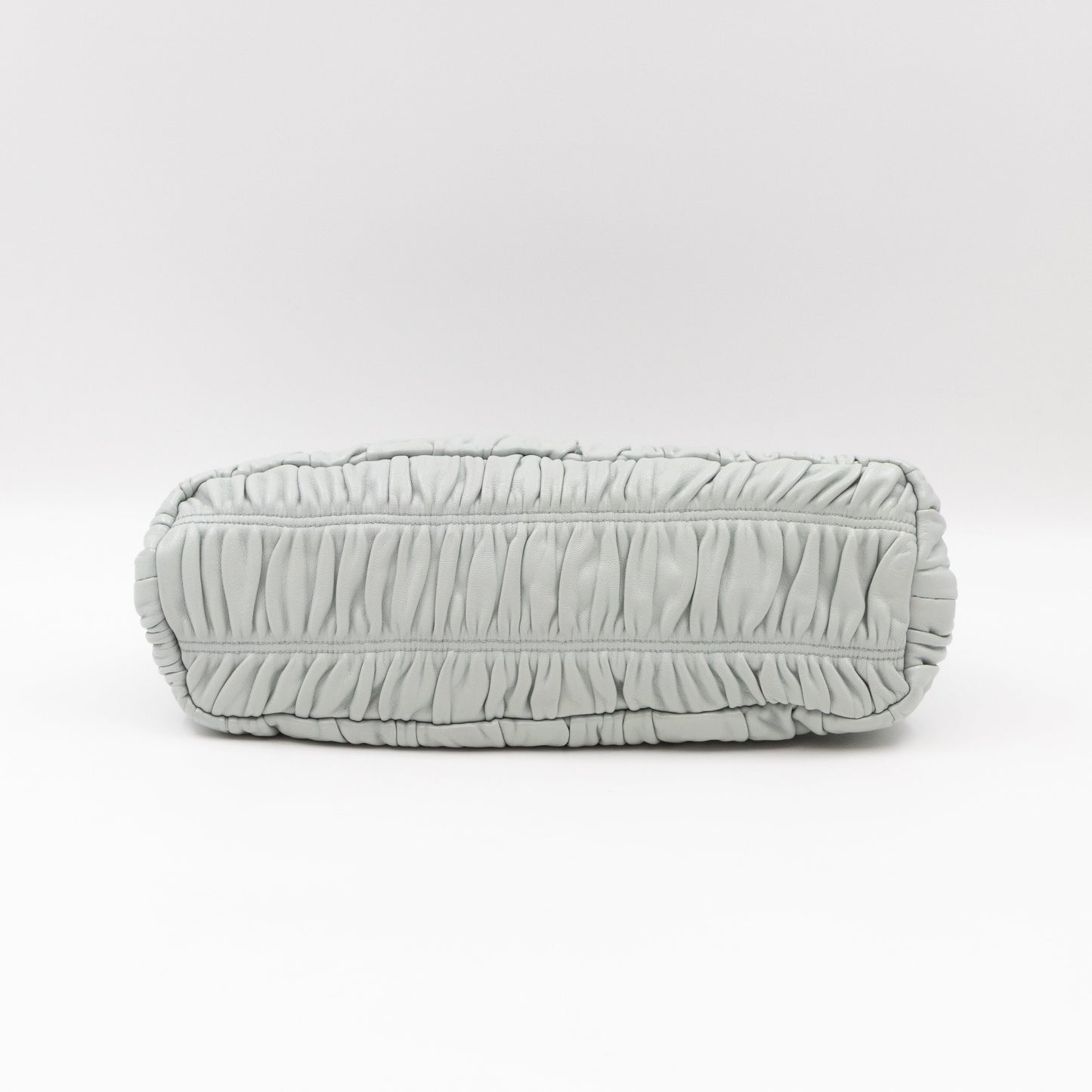 Frame Clutch Gaufre Leather Light Blue
