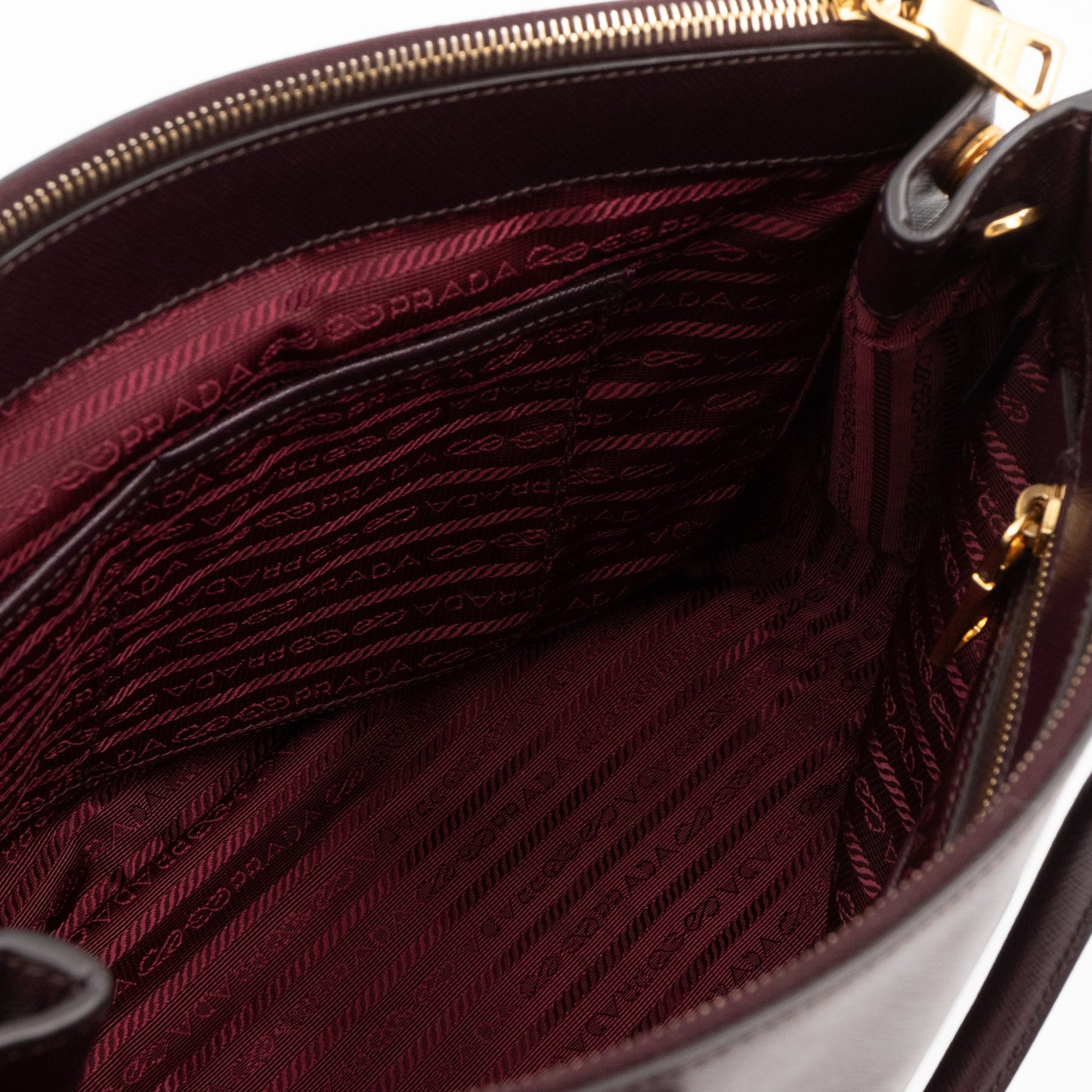 Galleria Large Double Zip Burgundy Saffiano Leather