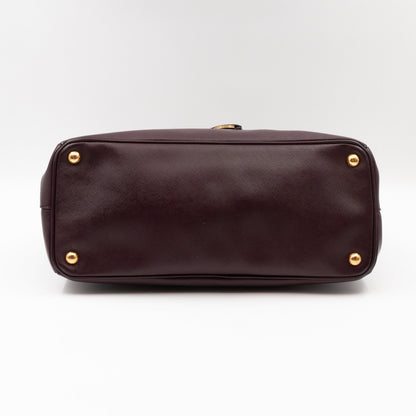 Galleria Large Double Zip Burgundy Saffiano Leather